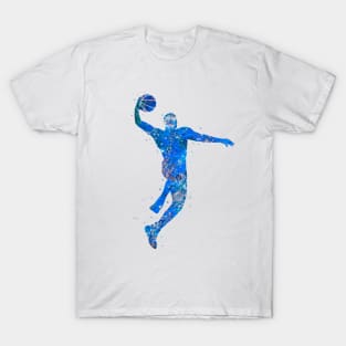 Basketball player jump blue watercolor T-Shirt